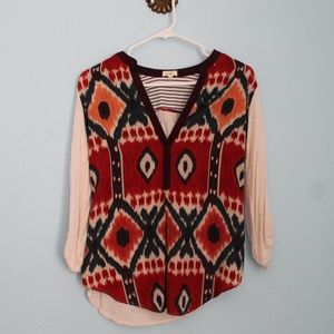 Patterned 3/4 Sleeve Blouse